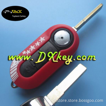 Red Color 3 button car key shell with SIP22 folding blade for shell key fiat 500 fiat 500 key cover